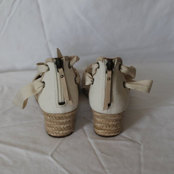 cream canvas ballet tie wedge. 6.5 US - Picture 3 of 4